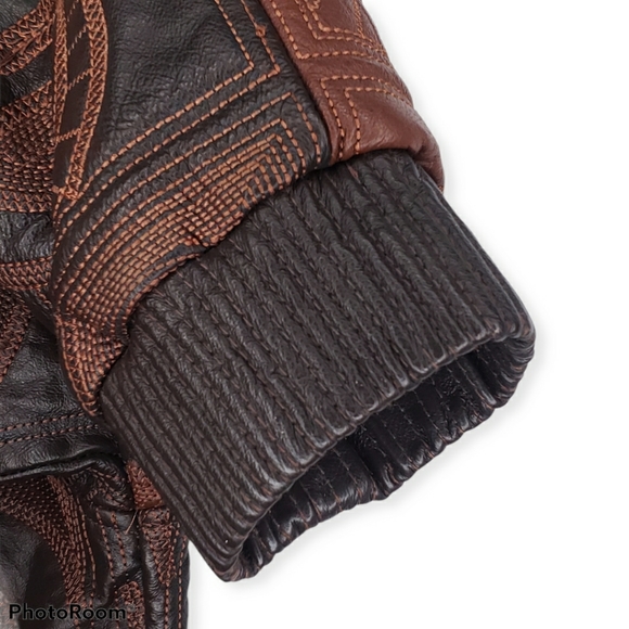 Bubble Well Women's Leather Embossed Fur Jacket Hoodie Medium - Picture 7 of 16